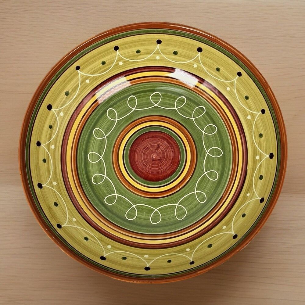 Pier 1 Etrusco 12" Serving Bowl Hand Painted Earthenware Italy Salad Pasta EUC